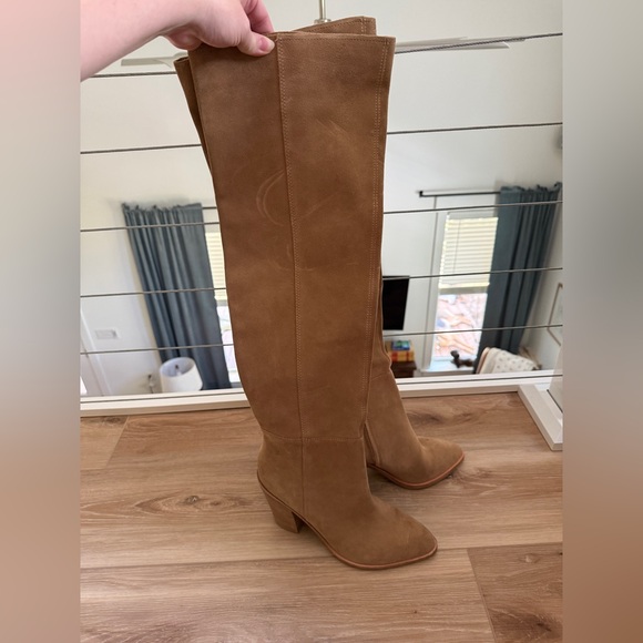 Faux Suede Over-the-Knee Boots - Tan - 8.5 - Picture 1 of 10